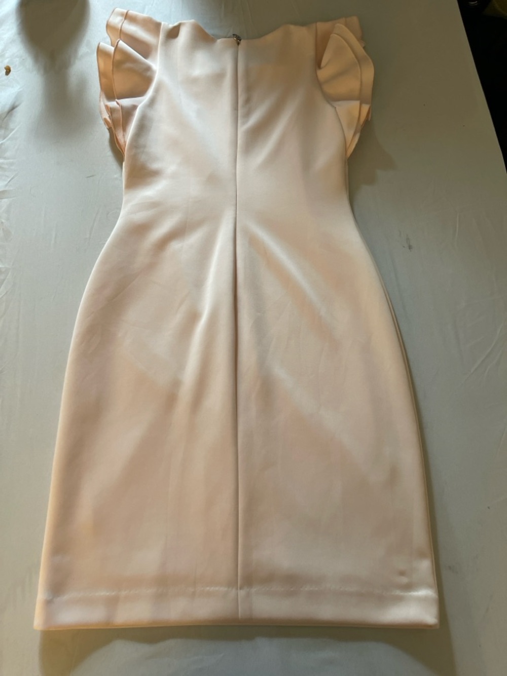 Tommy Hilfiger Blush Pink Flutter Sleeve Sheath Dress Elegant Minimal Size 4 - Picture 6 of 10